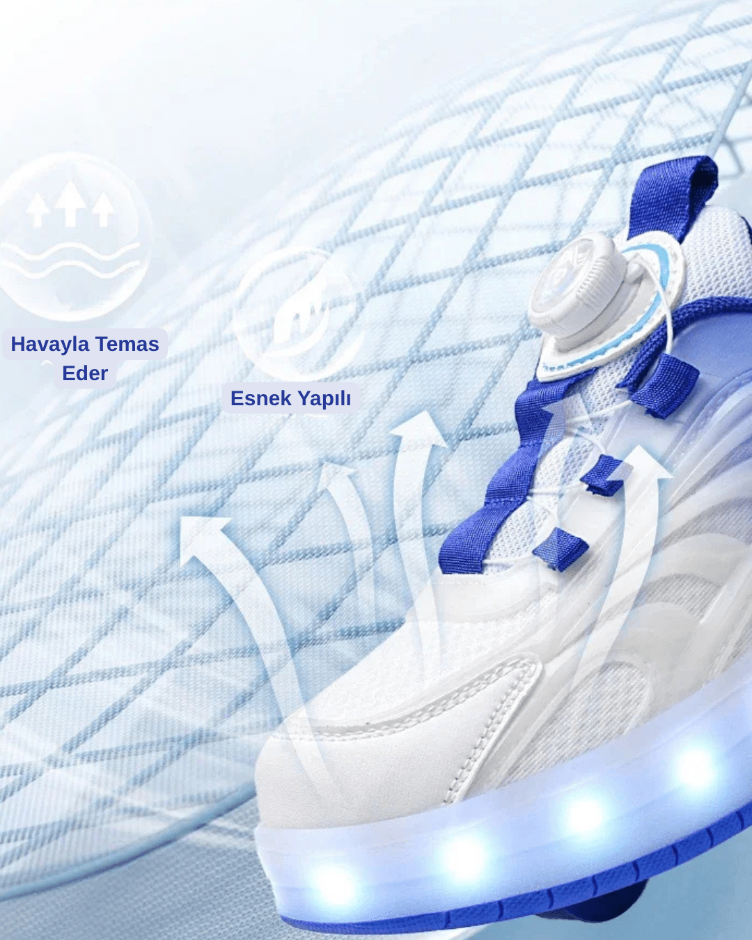 LED Işıklı İki Tekerlekli Çocuk Paten Ayakkabı | USB Şarjlı Spor Paten Ayakkabı - Valora